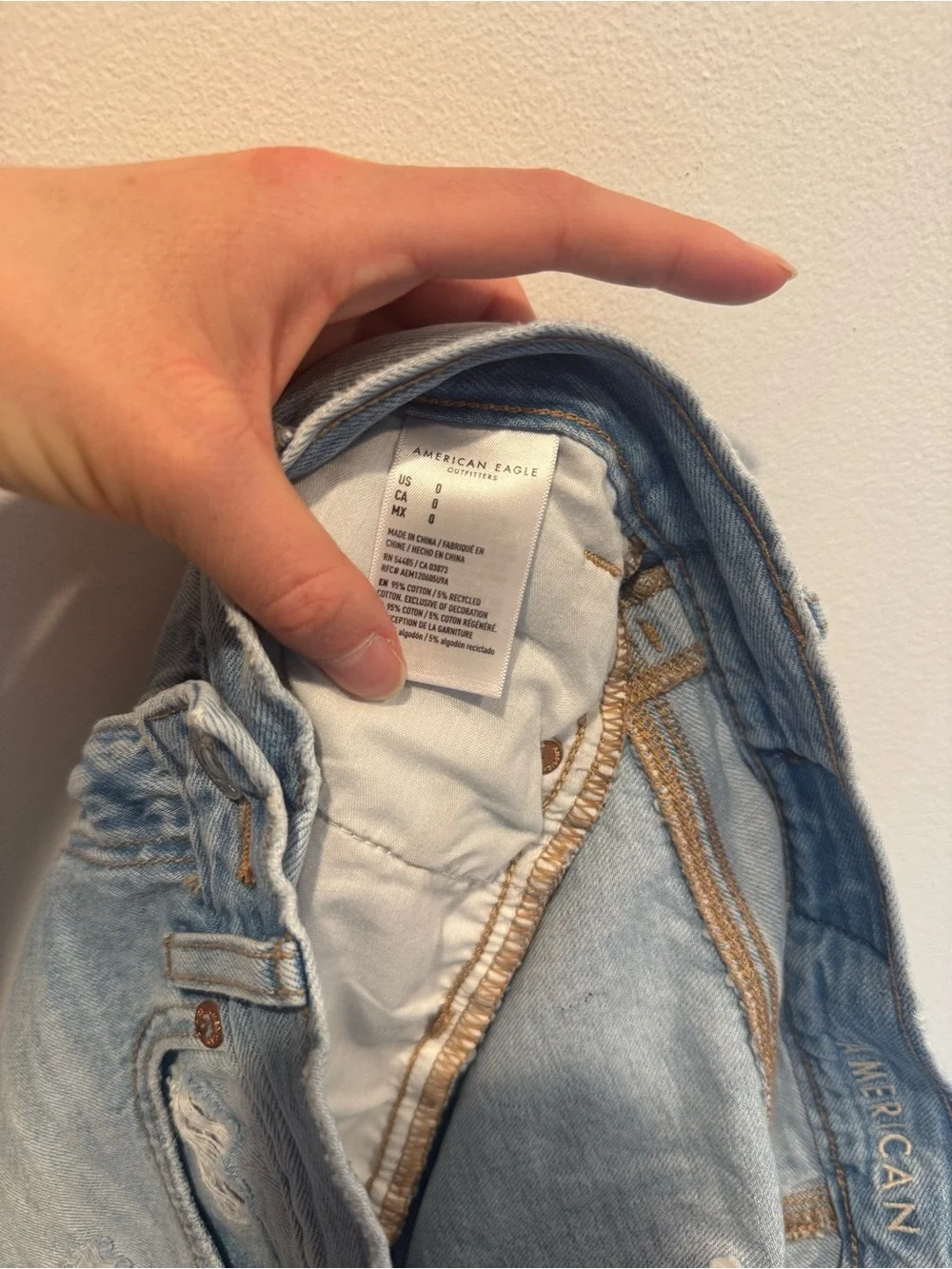 American Eagle Light Wash Denim Cutoff Shorts